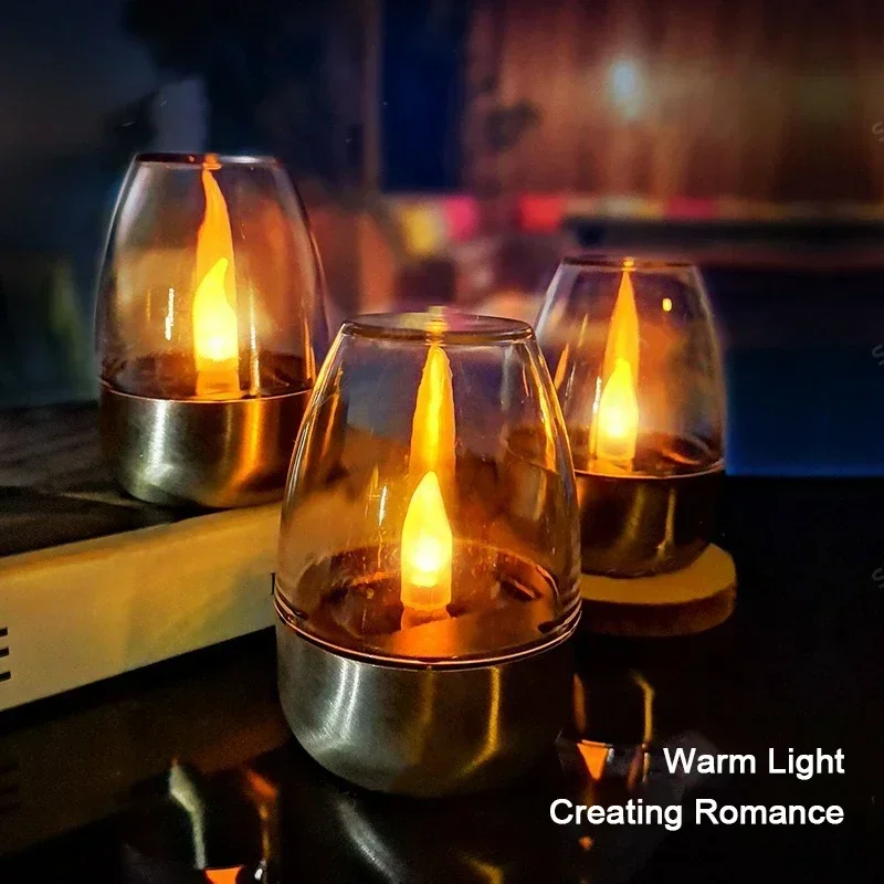Outdoor Lighting Transformer - LED ソーラーキャンドルライトフレームレス充電式ナイトライトウェディングパーティーの庭の装飾屋外防水ソーラーキャンドルランプ