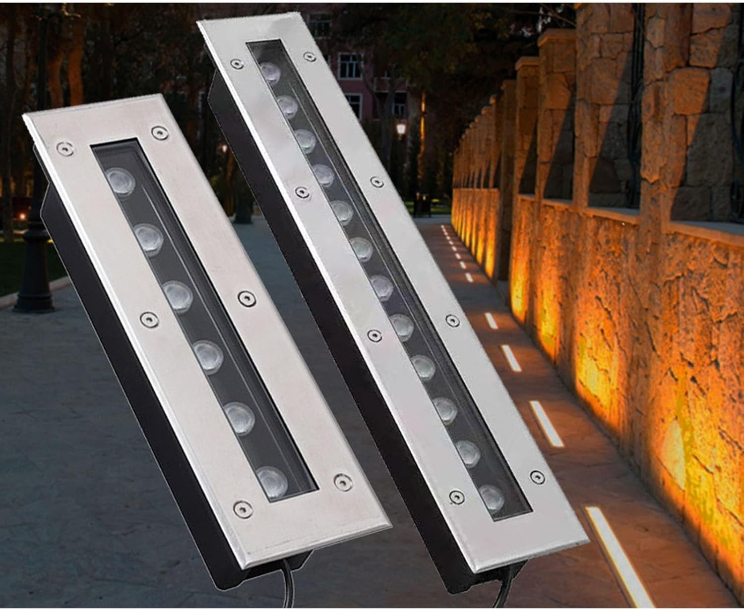 Ground Light Recessed - リニアLED埋め込み式ライトIP67防水長方形埋め込み型地下スポットライト屋外ガーデン通路景観照明