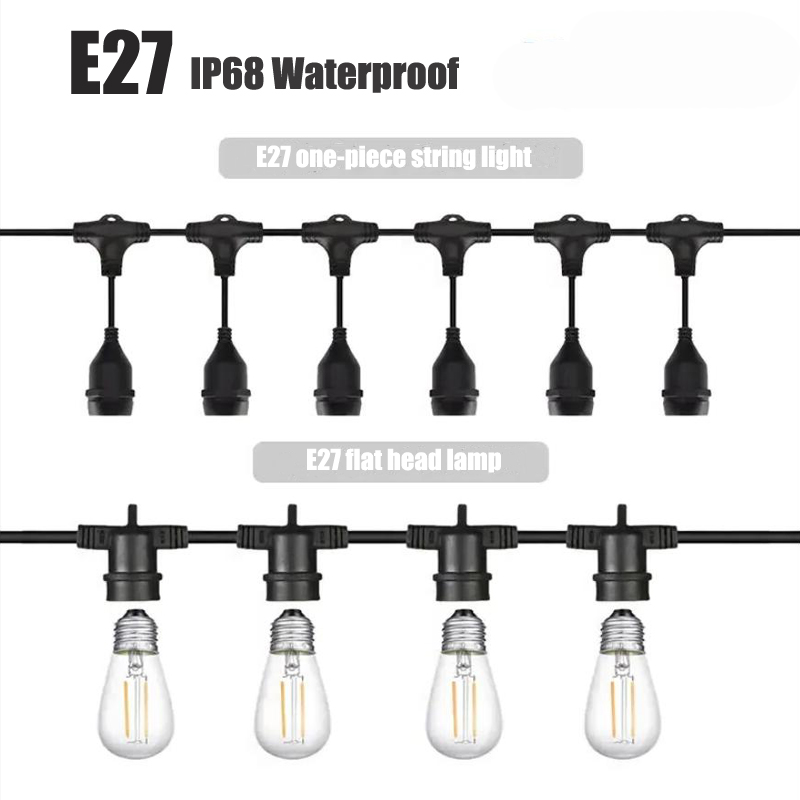 Outdoor Lighting Led Strip - 防水LEDストリングランプホルダー,果樹園,庭,結婚式,屋外,e27用のワイヤー付きヘッドip68,防水