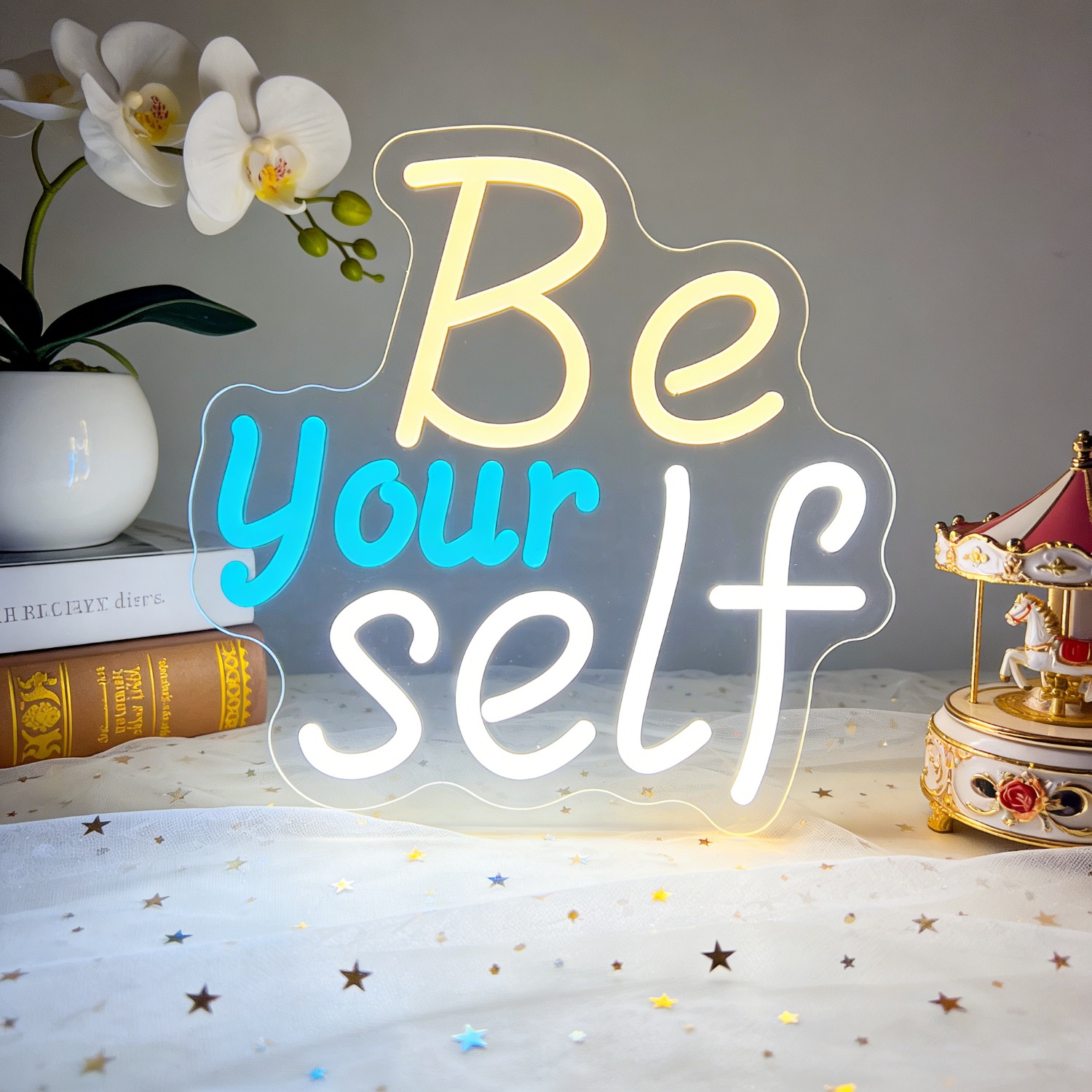 Outdoor Lighting Quotes - インスピレーションを与える「Be Yourself」ネオンサインLEDウォールアート照明、ポジティブな言葉の装飾、ティーンガールズの寝室、リビングルーム、家のギフトに