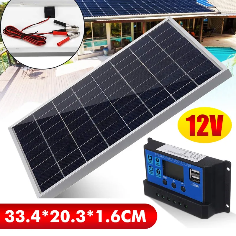 Outdoor Lighting Transformer - 50 ワットソーラーパネルキット単結晶充電器 40A ソーラー充電コントローラ + クリップ家庭用キャンプ屋外照明キャンピングカー