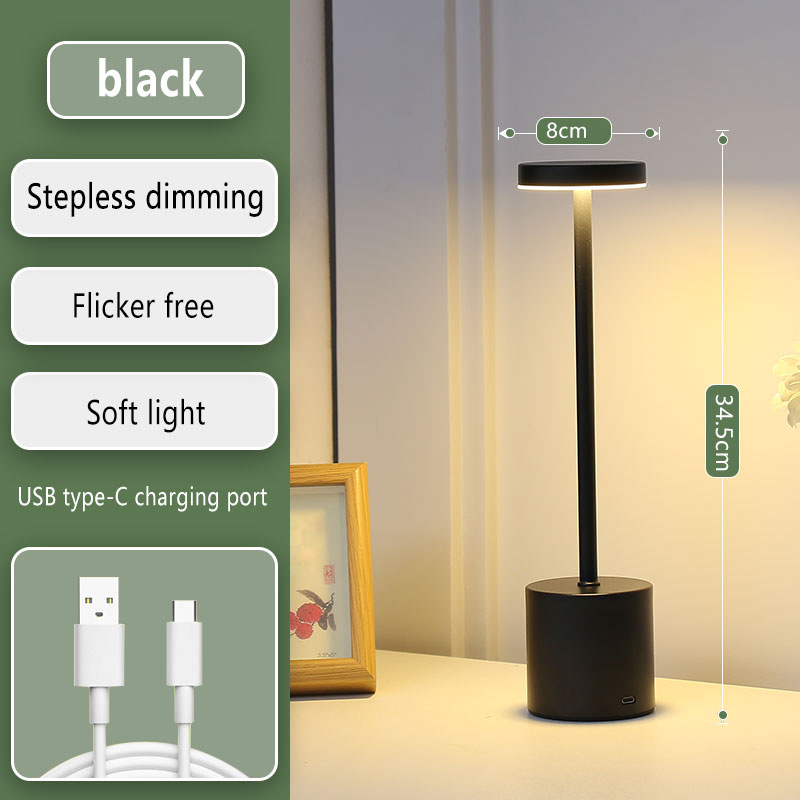 Outdoor Lighting Art - LED充電式タッチメタルテーブルランプ3色ベッドサイドコードレスデスクランプバー屋外装飾LEDナイトライト
