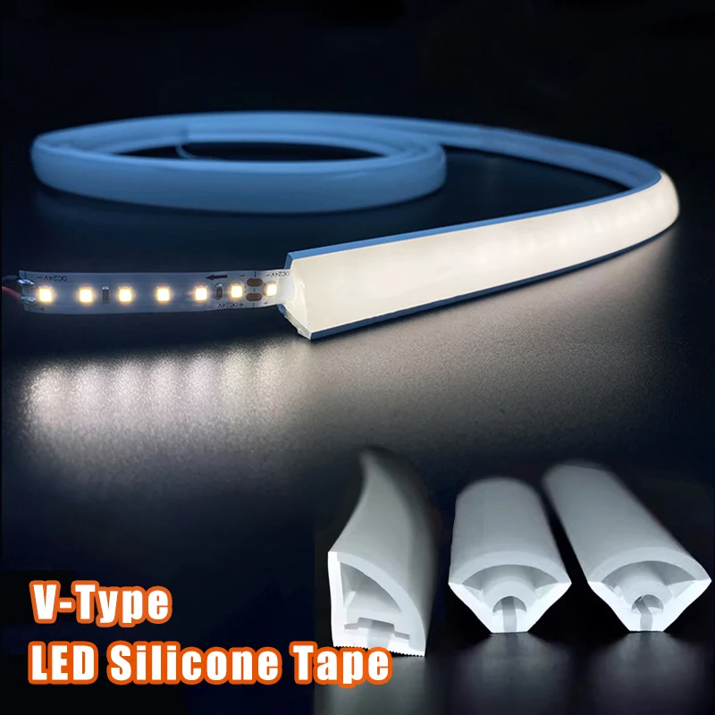 Outdoor Lighting Lux - 12V LEDシリコンロープライト 防水V型フレキシブルシリカゲルチューブ LEDチャンネルディフューザー キャビネット壁 屋外ガーデン照明