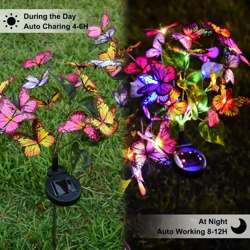 ソーラー LED バタフライガーデンライト防水カラフルな屋外 - Solar Path Light のレビューと価格