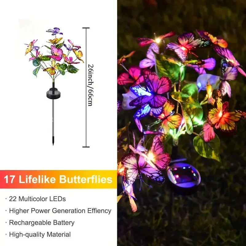 ソーラー LED バタフライガーデンライト防水カラフルな屋外 - Solar Path Light のレビューと価格