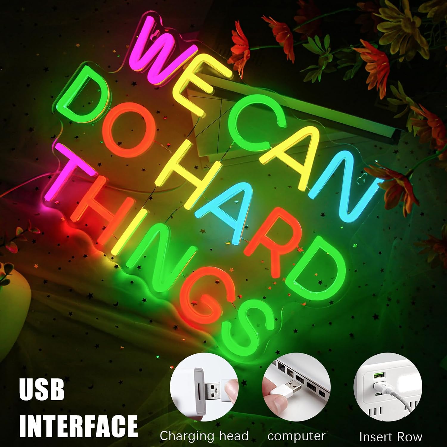 「We Can Do Hard Things」LEDネオンサ - Outdoor Lighting Quotes のレビューと価格