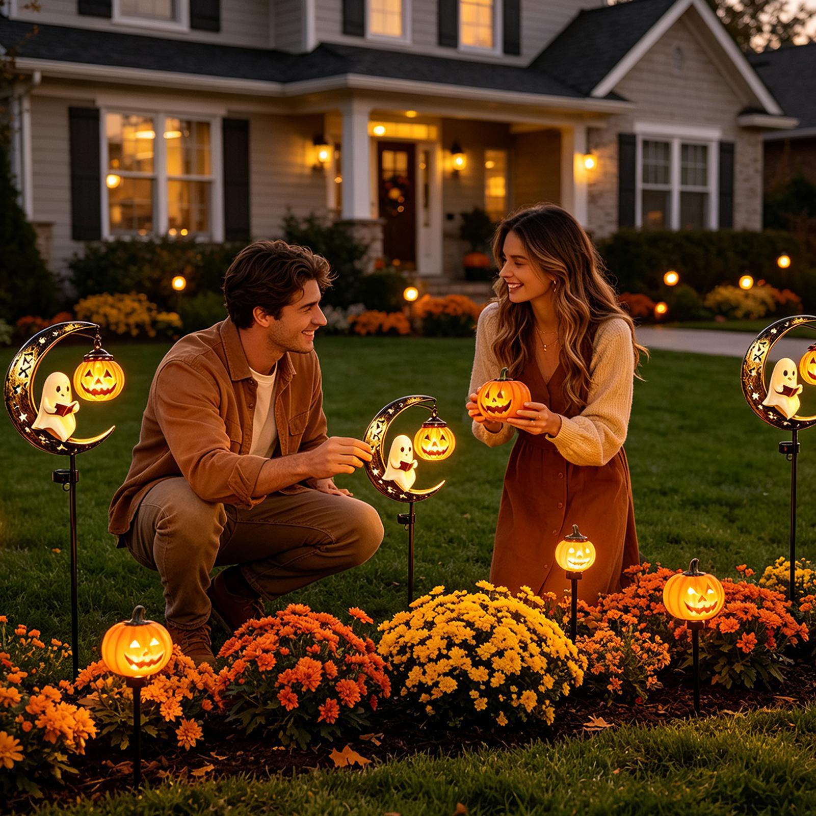 ハロウィンガーデンステークライト、金属製防水ゴーストパスラン - Solar Path Light のレビューと価格