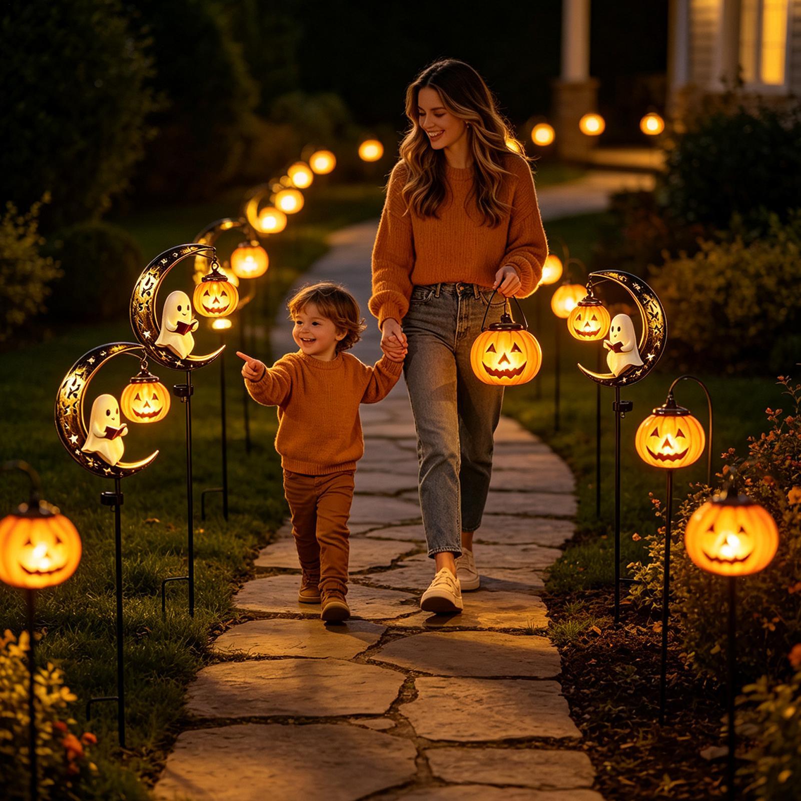 ハロウィンガーデンステークライト、金属製防水ゴーストパスラン - Solar Path Light のレビューと価格