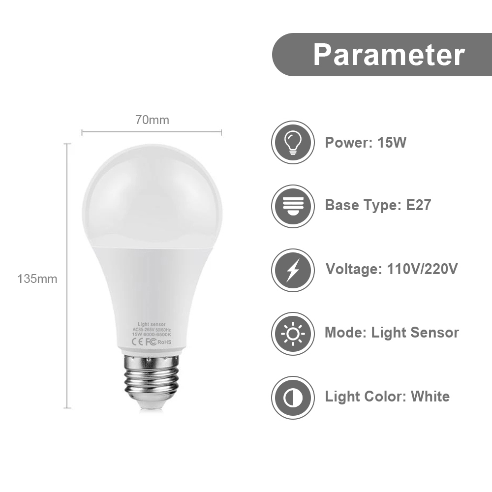15 ワット E27 LED 夕暮れから夜明けまでナイトライ - Dusk To Dawn Bulb のレビューと価格