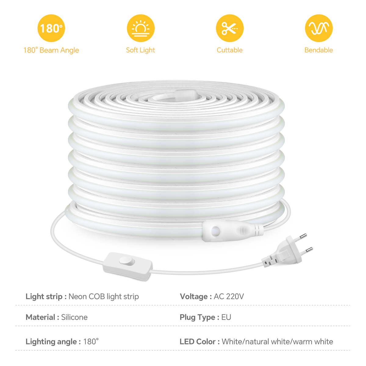 220V COB LEDストリップ 高密度 防水 COB L - Outdoor Lighting Led Strip のレビューと価格