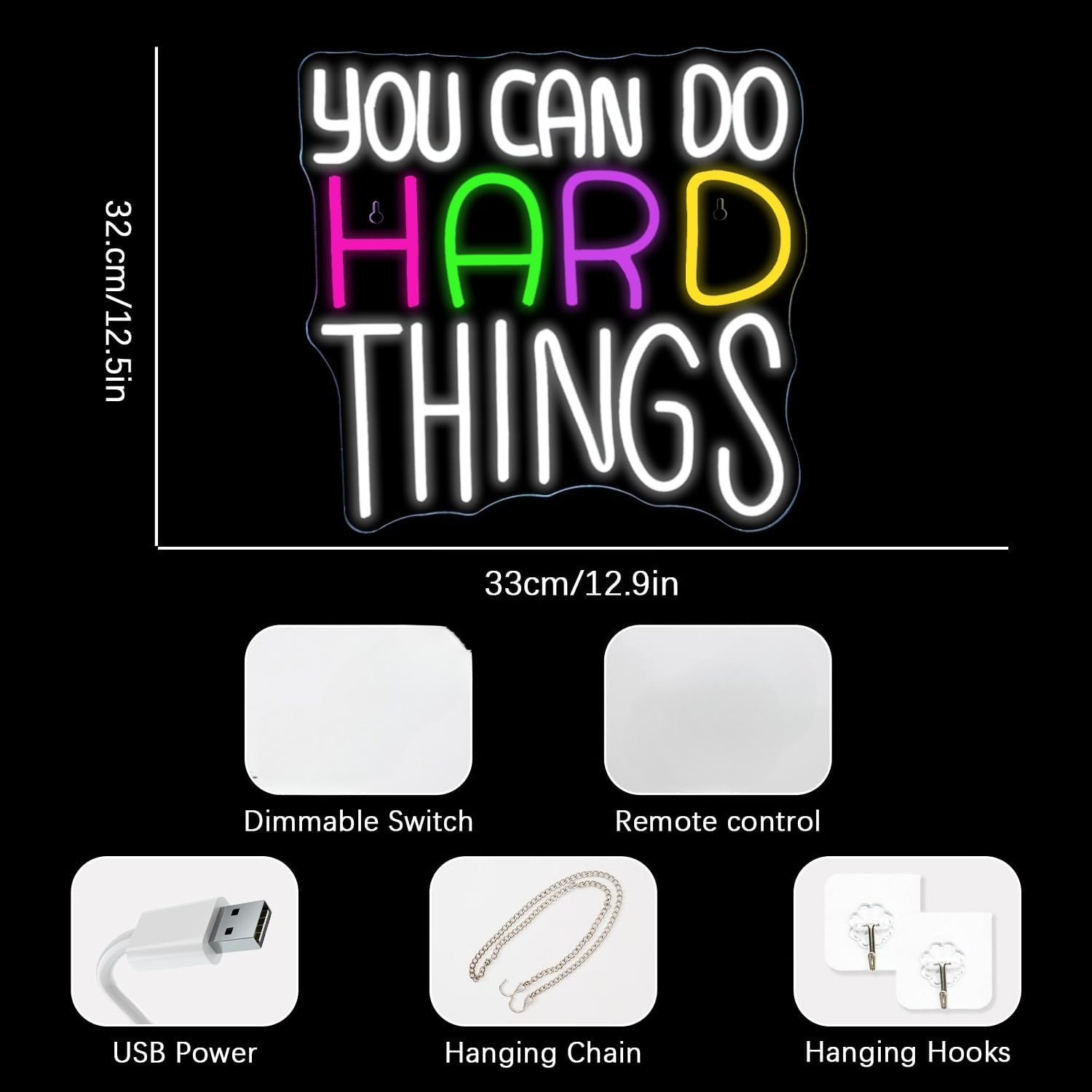 「You Can Do Hard Things」ネオンサイン - Outdoor Lighting Quotes のレビューと価格