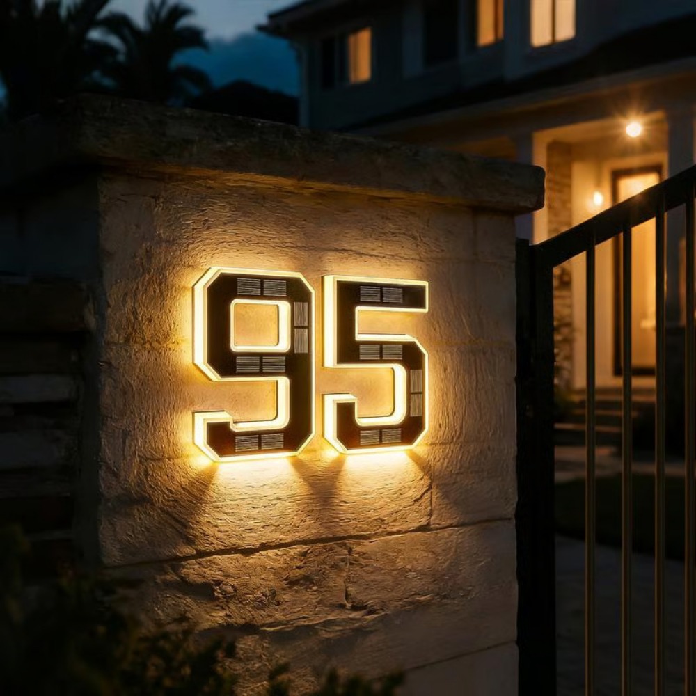 新しいソーラーアドレスサイン LED ハウスナンバーライト防 - Outdoor Lighting Lux のレビューと価格