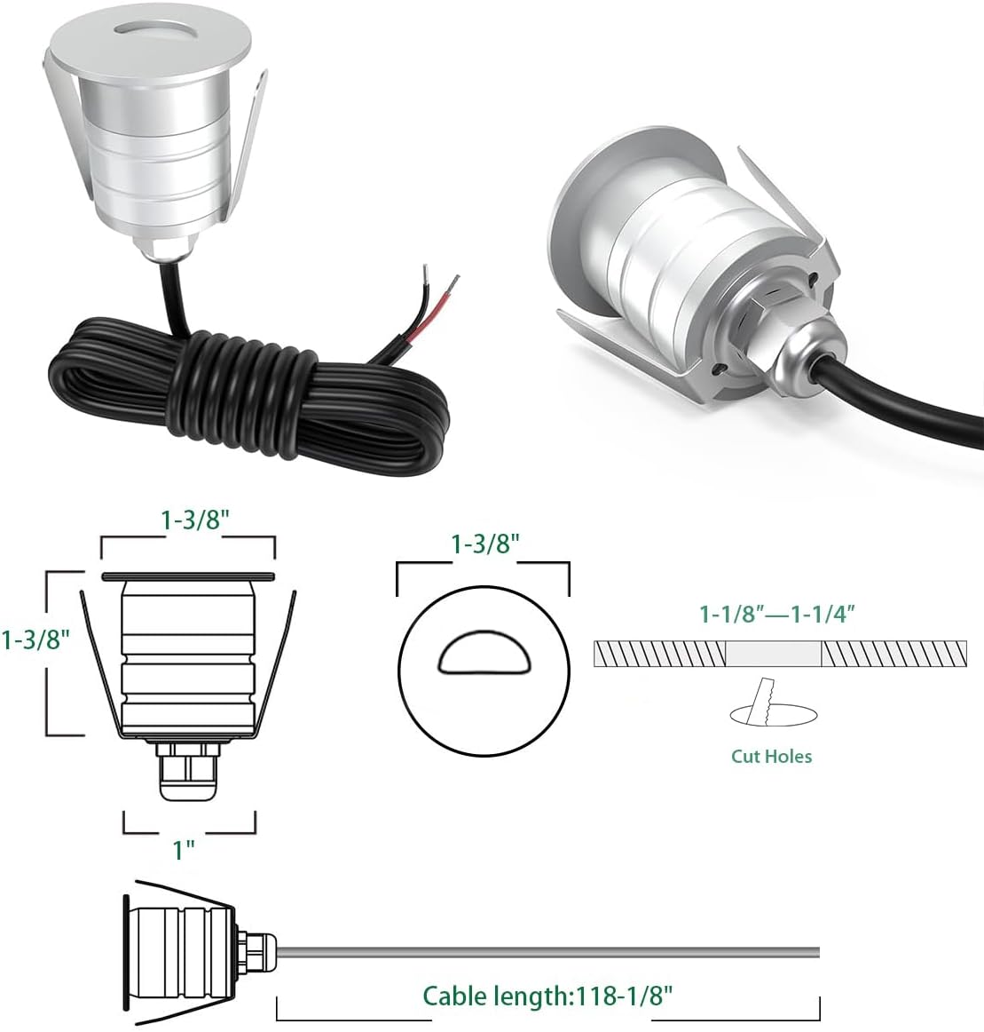 埋め込み式LEDステップライト 1W 10個パック ミニデッ - Ground Light Recessed のレビューと価格