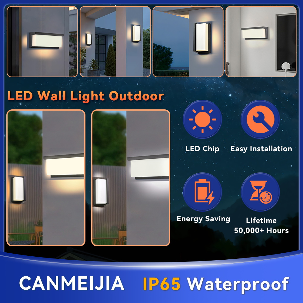 モダンなスクエアウォールライトLEDフラッシュマウントブラッ - Outdoor Lighting Zigbee のレビューと価格