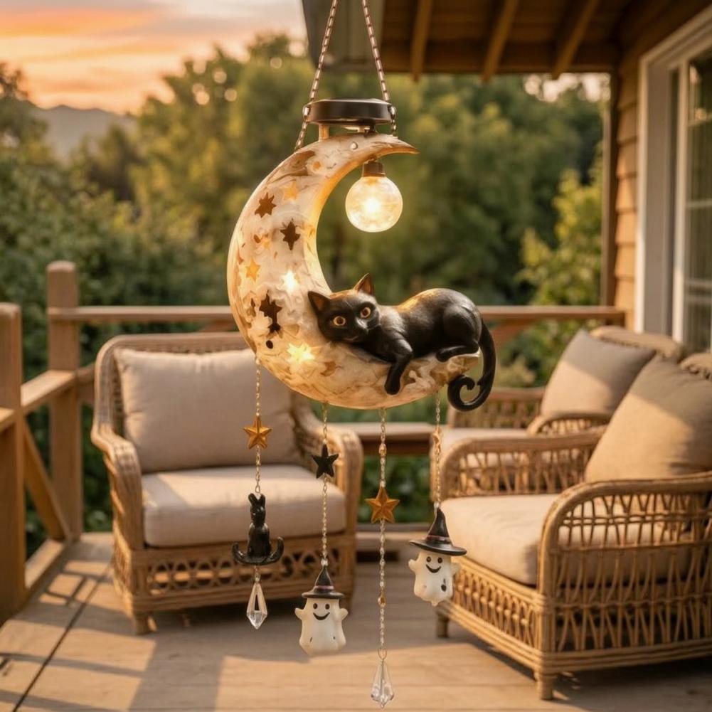 耐候性屋外ガーデンアートソーラームーンブラックキャットウィン - Outdoor Lighting Art のレビューと価格