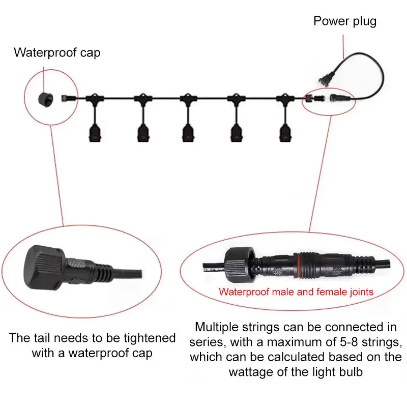 防水LEDストリングランプホルダー,果樹園,庭,結婚式,屋外 - Outdoor Lighting Led Strip のレビューと価格