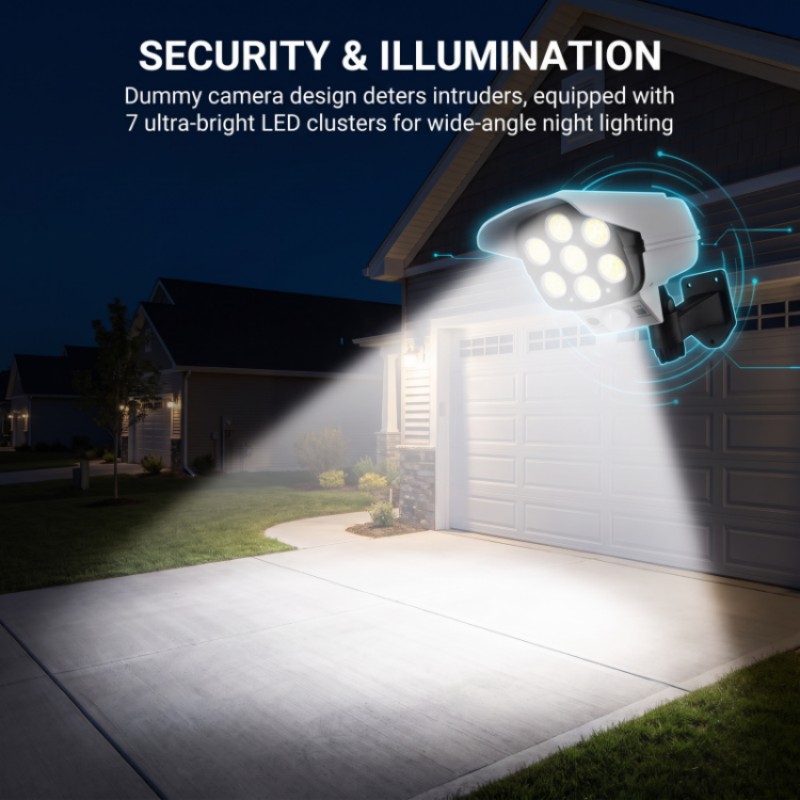 ソーラーセキュリティLED投光器 人感センサー付き偽カメラ壁 - Dusk To Dawn Bulb のレビューと価格