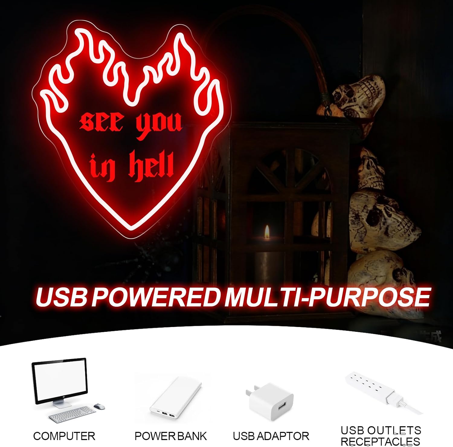 See You In Hell Quote LEDネオンサイ - Outdoor Lighting Quotes のレビューと価格