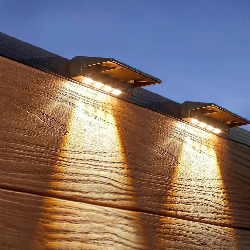 2 パックソーラーウォールライト 4 LED ソーラーフェン - Outdoor Lighting Zigbee のレビューと価格
