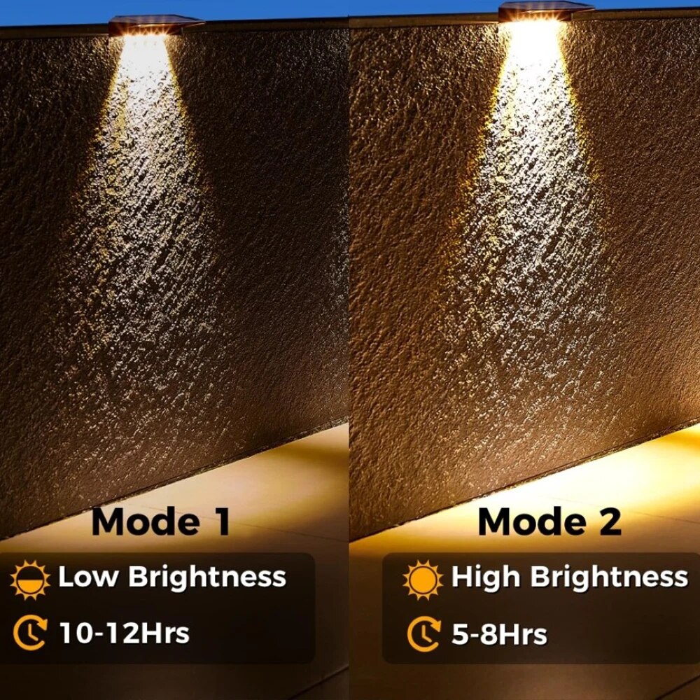2 パックソーラーウォールライト 4 LED ソーラーフェン - Outdoor Lighting Zigbee のレビューと価格