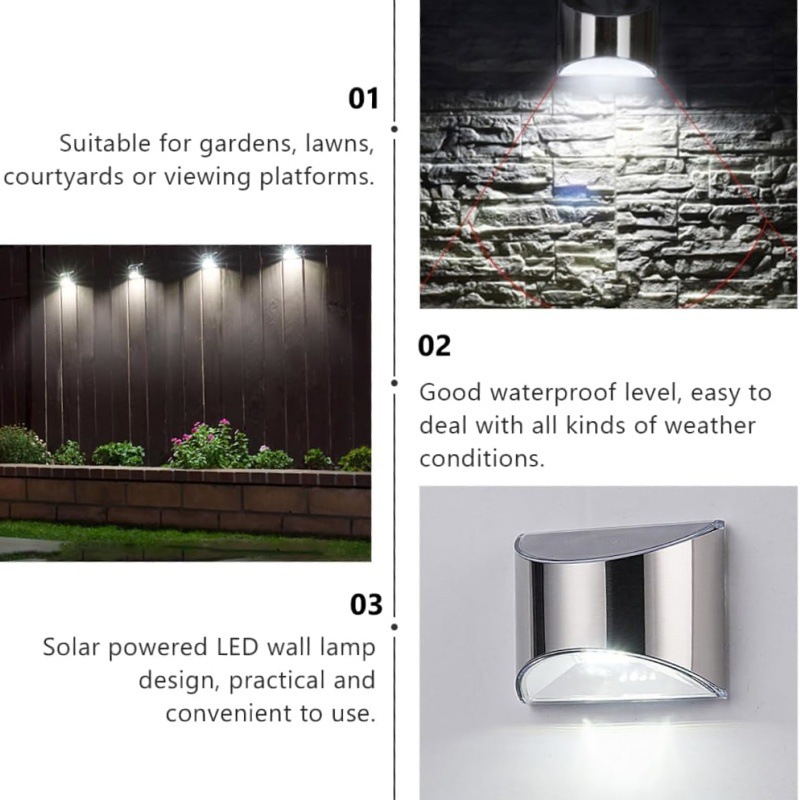 2 個ソーラーガーデンライトステンレス鋼中庭壁ランプ防水屋外 - Outdoor Lighting Lux のレビューと価格