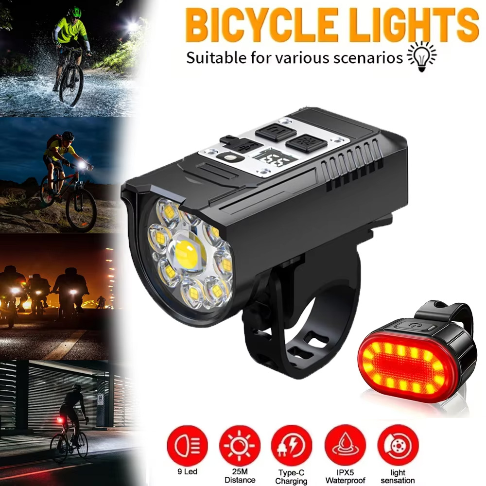9 LED 自転車ヘッドライト USB 充電式自転車ランプ超 - Outdoor Lighting Bollards のレビューと価格