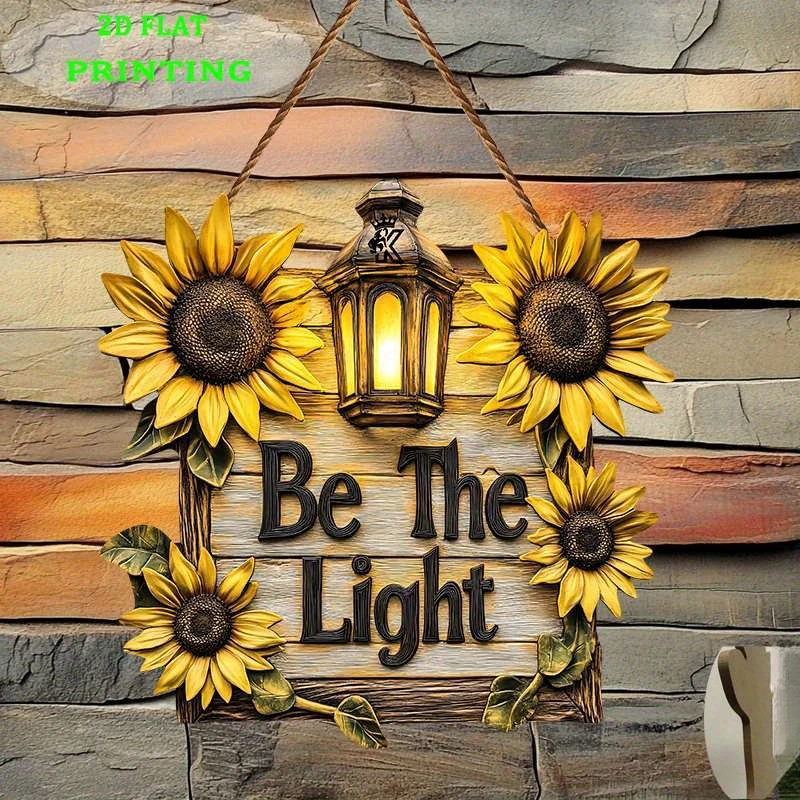 1PC 2Dフラットプリントひまわりランタン木製サイン「Be - Outdoor Lighting Quotes のレビューと価格