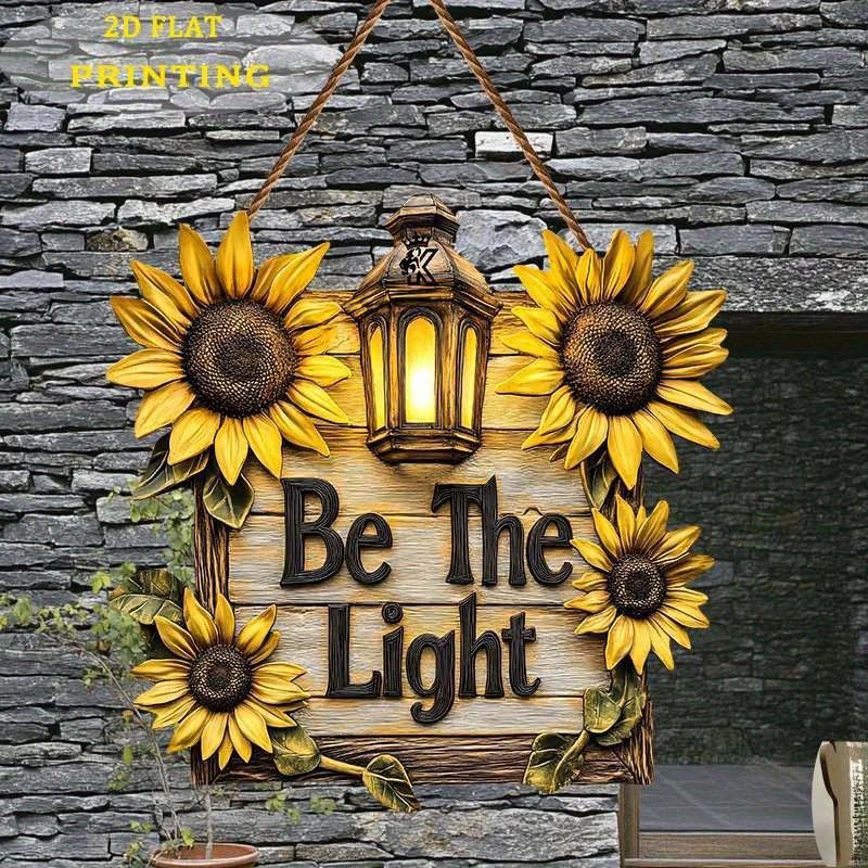 1PC 2Dフラットプリントひまわりランタン木製サイン「Be - Outdoor Lighting Quotes のレビューと価格