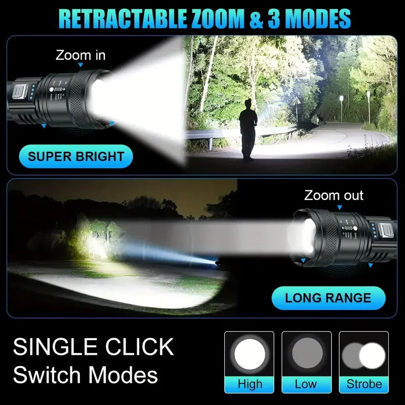 戦術的な LED 懐中電灯 2000LM USB 充電式防水 - Outdoor Lighting Bollards のレビューと価格