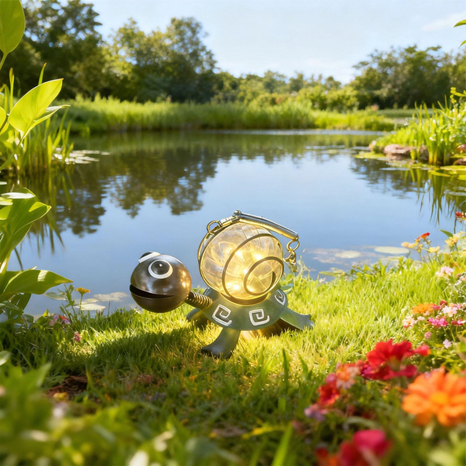 ソーラータートルガーデンスタチュー防水金属製のカメの形をした - Solar Path Light のレビューと価格